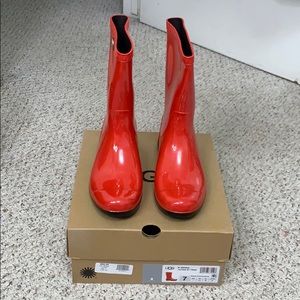 Red UGG rain boots
